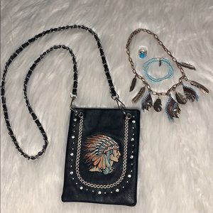 P & G Indian Chief Crossbody Purse With Jewelry